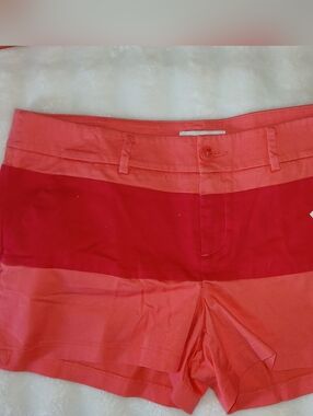 Isani Coral and Bright Red Colorblock Shorts Sz 14 NWT